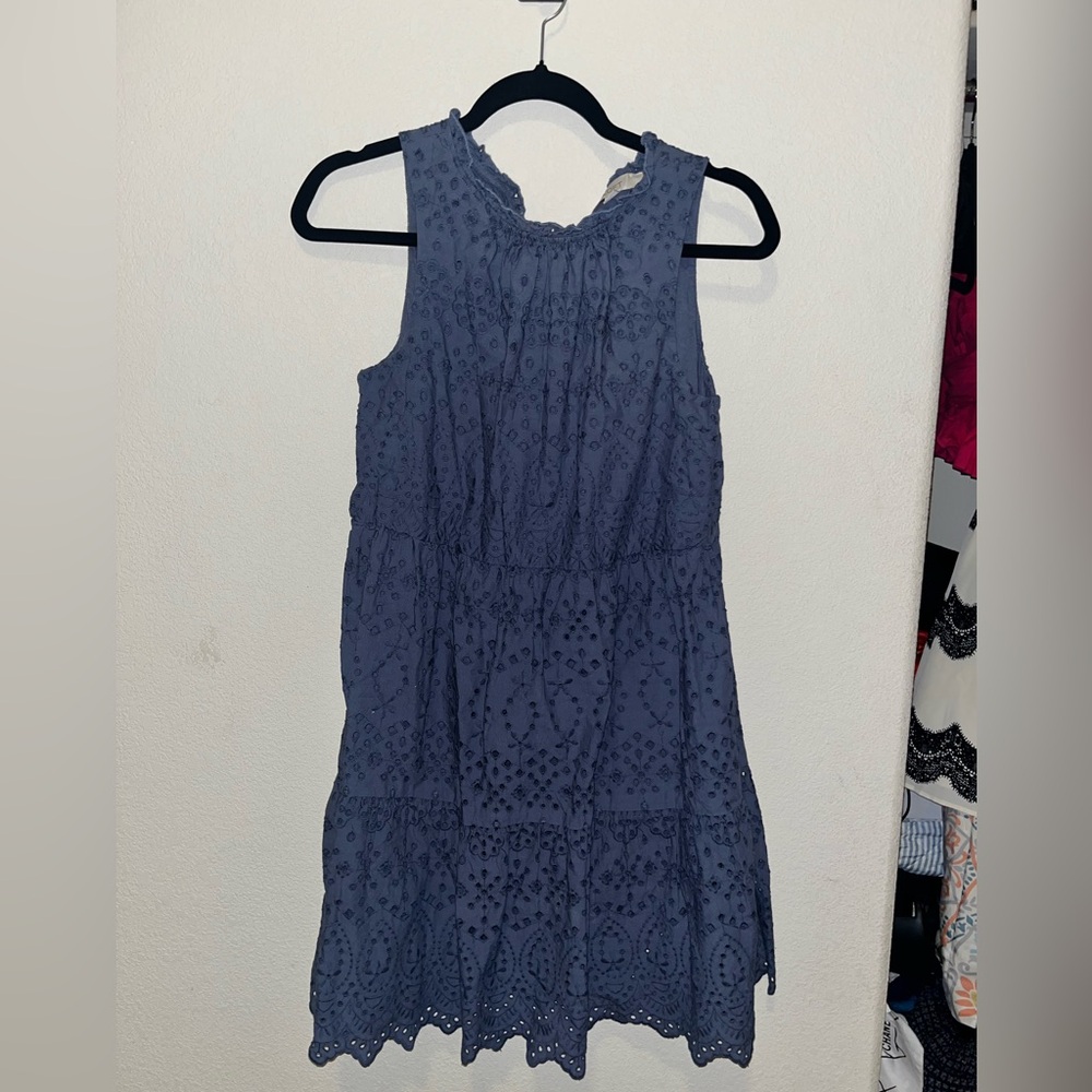LOFT blue eyelet halter dress